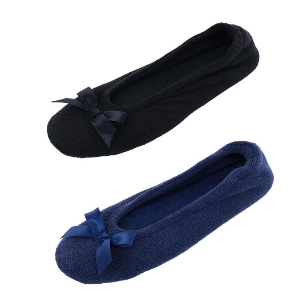 CTM Women's Terry Ballerina Slipper House Shoe (Pack of 2)